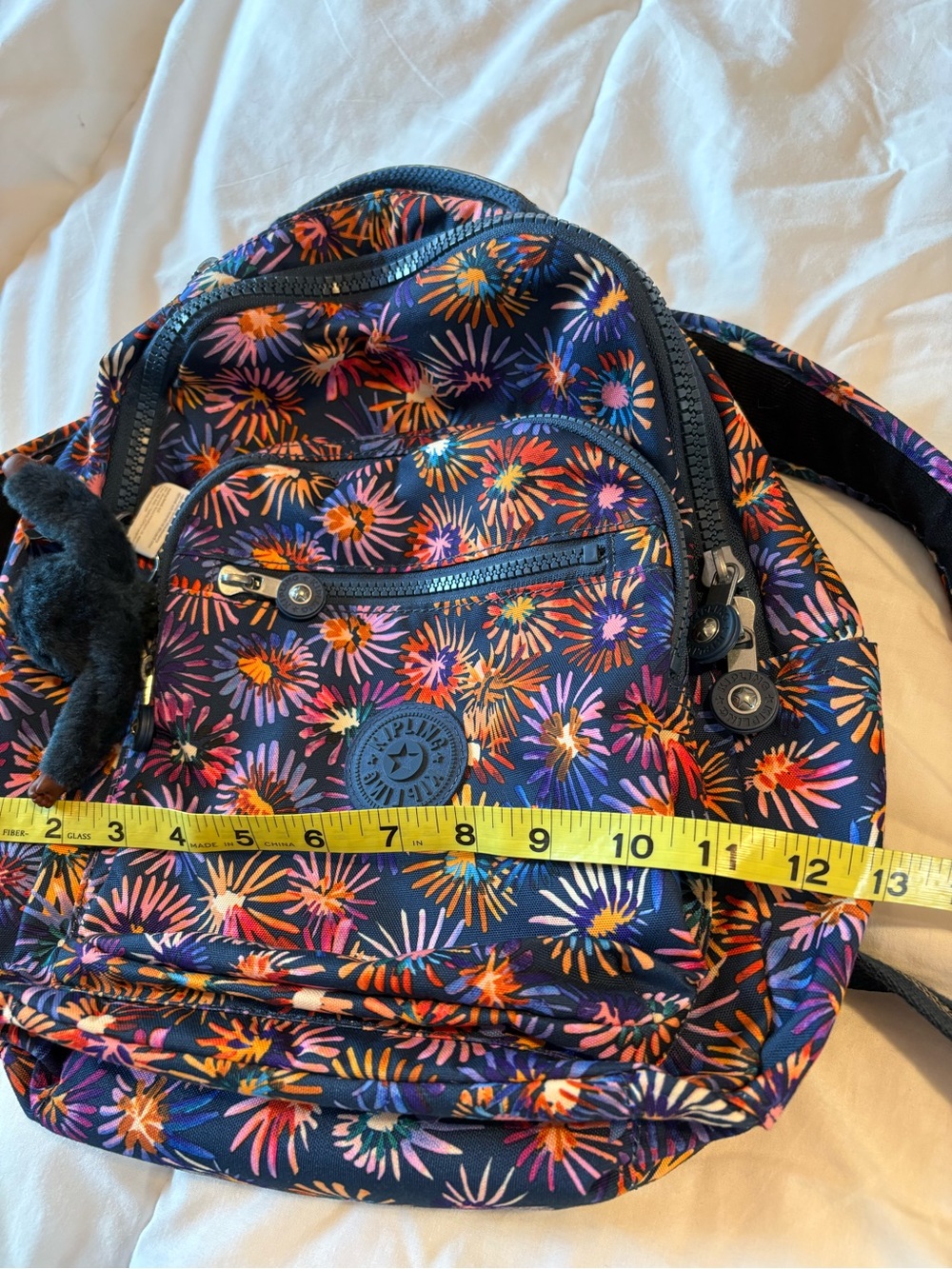 Kipling Navy Floral Backpack with Multicolor Burst Print - Picture 6 of 14